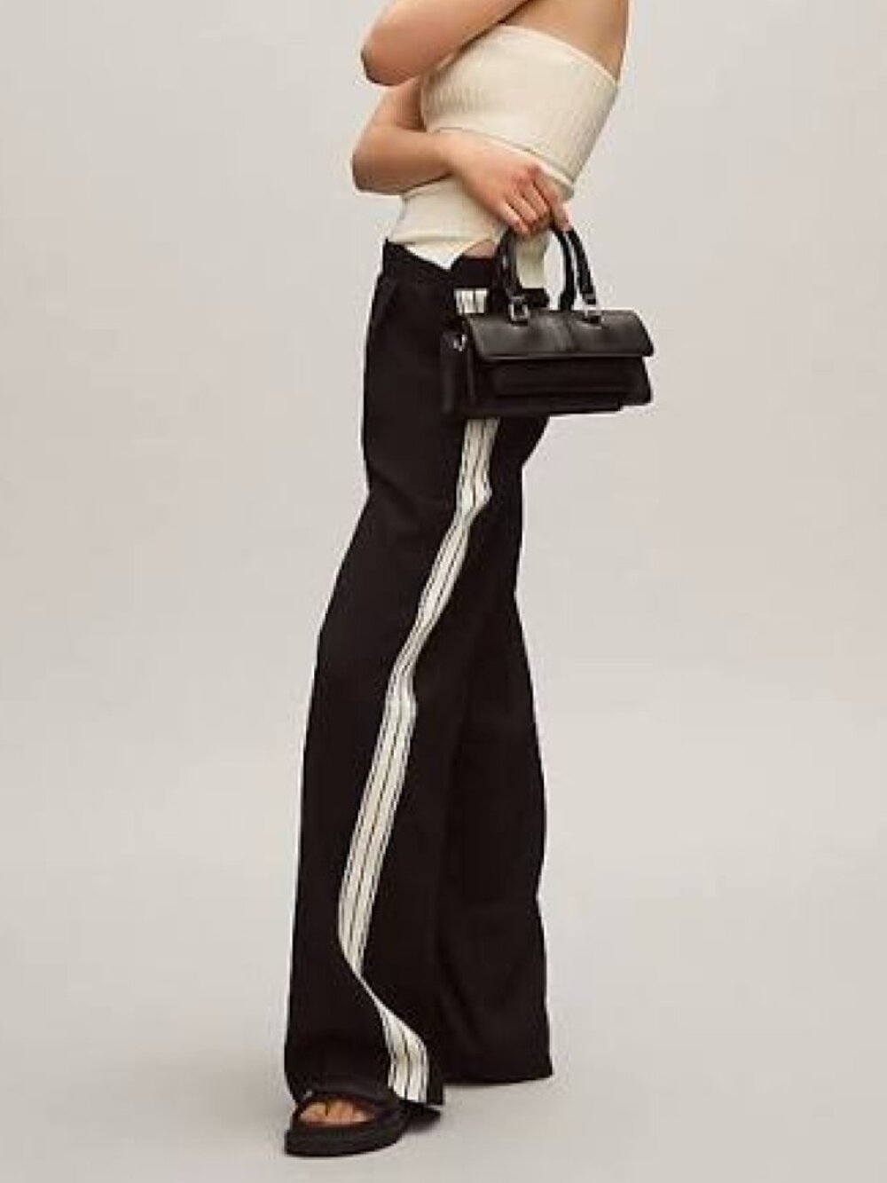 Anthropologie Bishop Young Ford Pull-On Tie-Front Stripe Track Pants Pocket, S